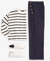 Nautica Jeans Womens Braided Pointelle Knit Sweater Pull On Sailor Pants