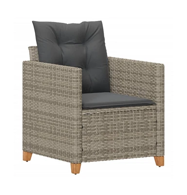 Patio Chair with Cushions Gray Poly Rattan