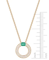 Macy's Sapphire (1/4 ct. t.w.) & Diamond Circular Pendant 18" Necklace 14k White Gold (Also Available Ruby Emerald)