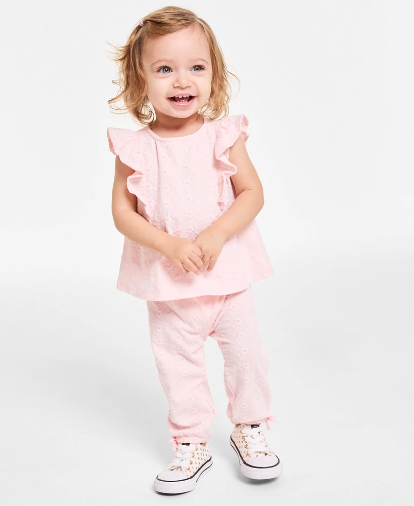 First Impressions Baby Girls 2-Pc. Eyelet Top & Pants Set, Exclusively at Macy's