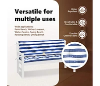 Garden Bench Cushions 2pcs Blue&White Stripe 59.1"x19.7"x2.8" Fabric