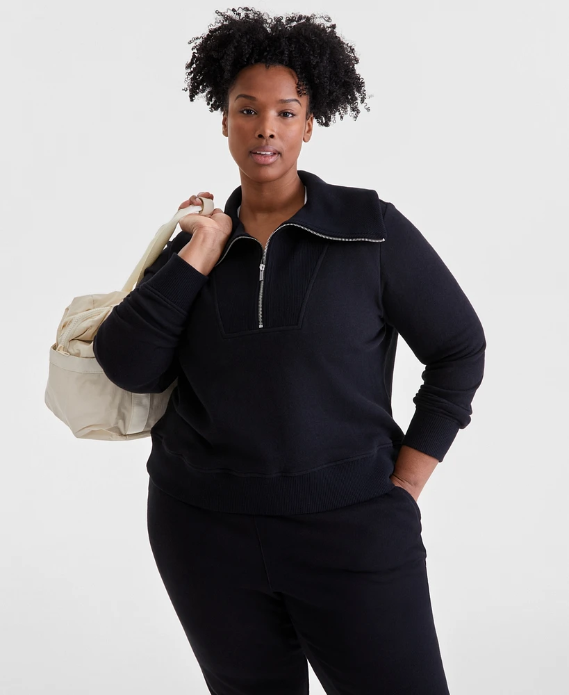 Id Ideology Plus Shawl-Collar Quarter-Zip Top, Exclusively at Macy's