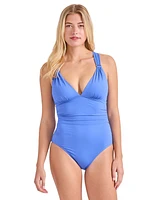 Tommy Bahama Women's Pearl V-Neck Solid One-Piece Swimsuit