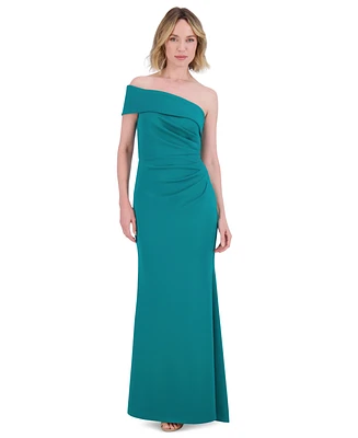 Eliza J Petite One-Shoulder Side-Gathered Evening Gown