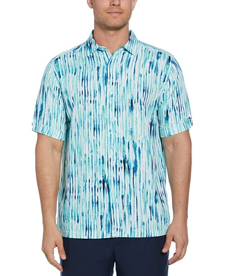 Cubavera Men's Watercolor Stripe Print Short Sleeve Button-Down Shirt