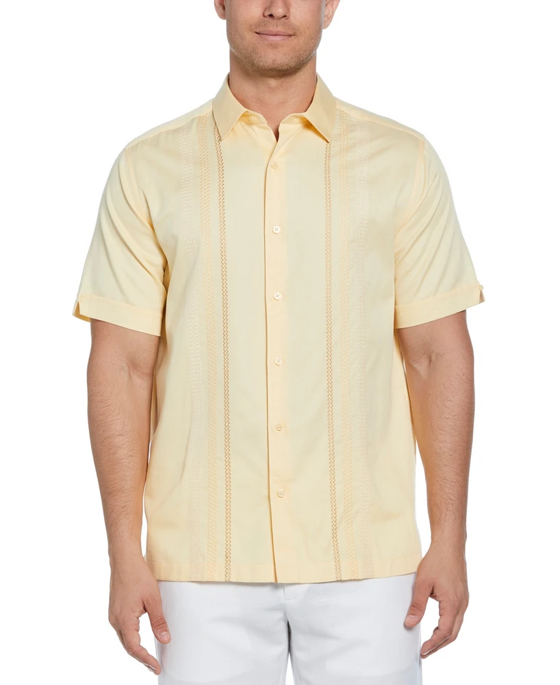 Cubavera Men's Ombre Embroidery Panel Short Sleeve Button-Down Shirt
