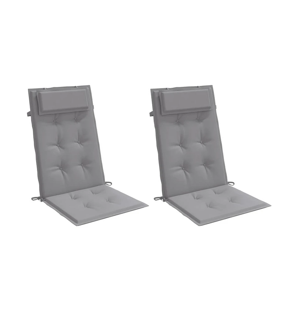 vidaXL Highback Chair Cushions 2 pcs Gray Oxford Fabric