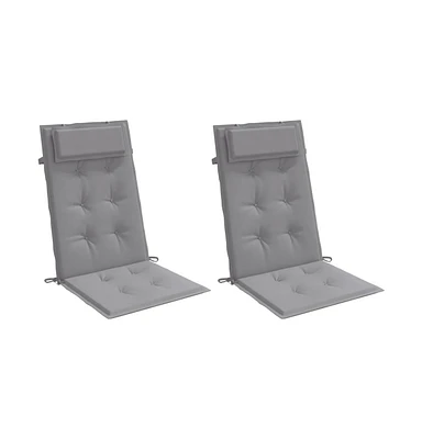 vidaXL Highback Chair Cushions 2 pcs Gray Oxford Fabric
