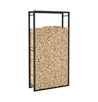 vidaXL Firewood Rack Matt Black 31.5"x11"x60.6" Steel