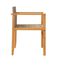 Patio Chairs with Cushions 2 pcs Beige Poly Rattan&Solid Wood
