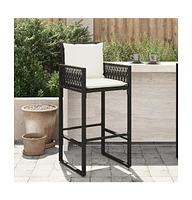 Patio Bar Stools with Cushions 2 pcs Poly Rattan