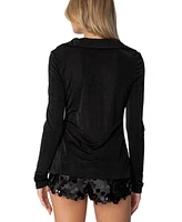 Edikted Womens Daria Split Front Long Sleeve Top