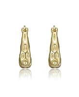 14K Gold Plated Openwork U-Shaped Oblong Hoop Earrings