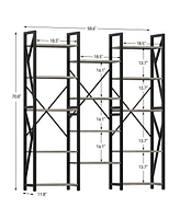 gaomon Triple Wide 5 Tier Bookshelf, Large Industrial Tall Bookcase with 14 Open Shelves, Bookshelf Open Display Shelves with Metal Frame for Home Off