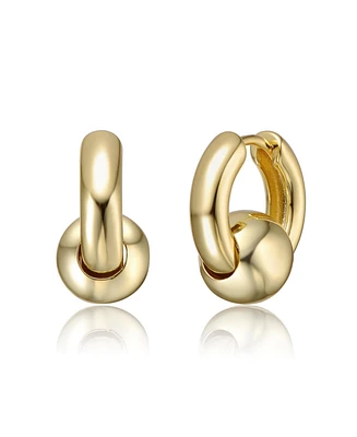 Huggie Hoops with Pearl and Clasp White Gold Plated or 14K