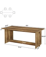 Tribesigns 63-inch Dining Table for 4-6, Farmhouse Rectangle Dining Room Table with Stable Structure, Long Wooden Kitchen Table for Dining Room, Kitch