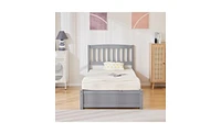 Slickblue Four Large Drawers Bed with Curved Vertical Headboard for Stylish Storage and Comfort