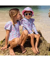 Snapper Rock Little Girls Daisy Chain Puff Sleeve Surf Suit