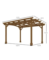 Outsunny 10' x 12' Outdoor Pergola, Wood Gazebo w/ Arched Roof,