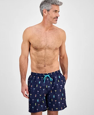 Club Room Men's Cocktail-Print Swim Trunks, Exclusively at Macy's