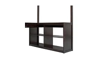 Slickblue Wooden Loft Bed with U-shaped Desk,Storage Compartments and Tri-fold Mirror