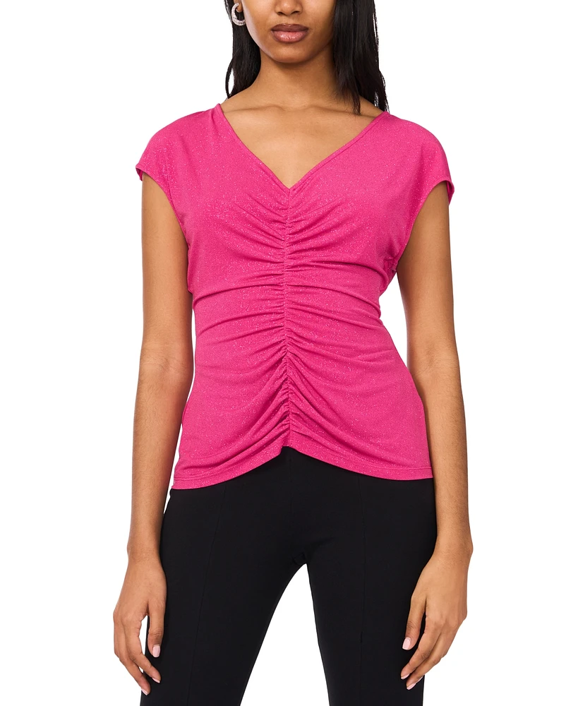 Msk Women's Ruched-Front Dolman-Sleeve Top