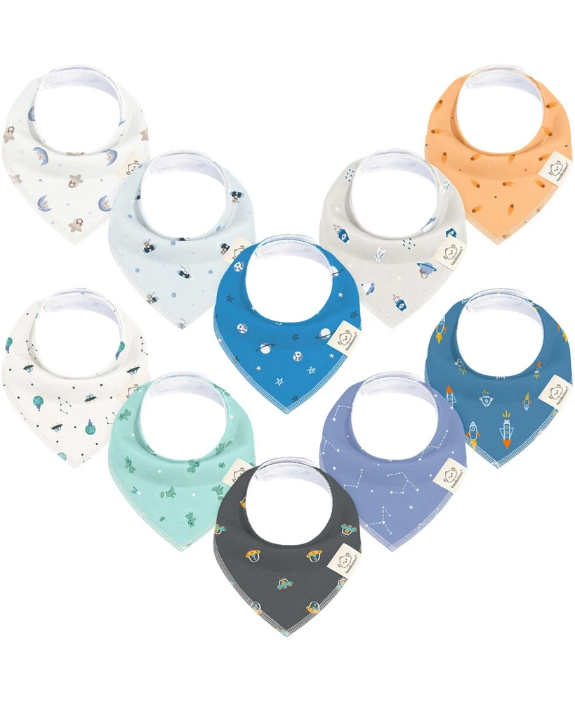 KeaBabies 10pk Organic Baby Bandana Bibs, Cotton Drool Bibs for Boy, Girl, Infant, Newborn