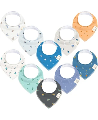 10pk Organic Baby Bandana Bibs, Cotton Drool Bibs for Boy, Girl, Infant, Newborn