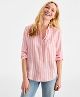 Style & Co Women's Striped Long-Sleeve Perfect Shirt, Exclusively at Macy's