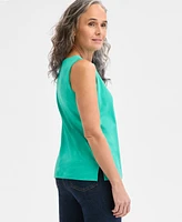Style & Co Women's Cotton Boat-Neck Sleeveless Top