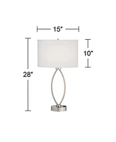 360 Lighting Nickel Oval Eye 28" Power Outlet Table Lamps Set of 2