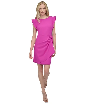 Dkny Women's Flutter-Sleeve Faux-Wrap Sheath Dress