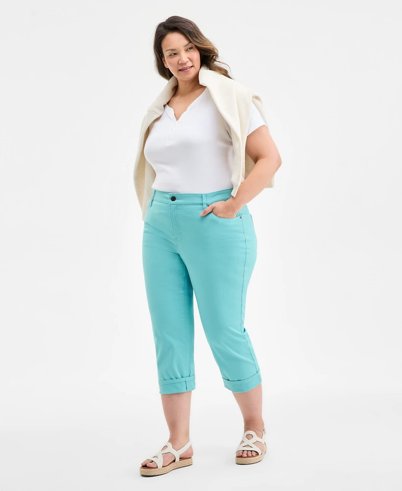 Style & Co Plus Curvy Roll-Cuff Capri Jeans, Created for Macy's