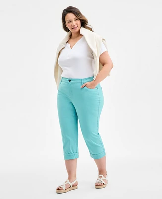 Style & Co Plus Curvy Roll-Cuff Capri Jeans, Created for Macy's