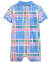 Polo Ralph Lauren Baby Plaid-Print Cotton Mesh Shortall