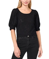 CeCe Women's Shirred Scoop-Neck 3/4-Sleeve Top