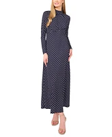 CeCe Women's Mock-Neck Long Sleeve Maxi Dress