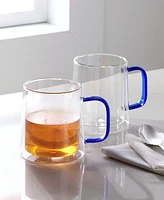 The Cellar Blue Handle Glass Mugs, Set of 2, Exclusively at Macy's