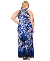 Betsy & Adam Plus Floral-Print Sleeveless Jumpsuit