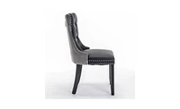 Slickblue Furniture,Modern, High-end Tufted Solid Wood Contemporary Pu and Velvet Upholstered Dining Chair with Legs Nailhead Trim 2-Pcs Set