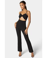 Bebe Women's Twist Front Wide Leg Jumpsuit