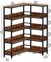 Ironck Industrial Bookshelves 5 Tiers Corner Bookcases