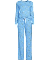 Lands' End Women's Knit Pajama Set Long Sleeve T-Shirt and Pants