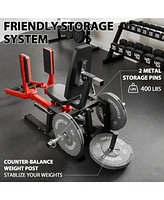 Er Kang Hip Abductor Machine, Abductor Adductor Machine Plate-Loaded, Inner and Outer Thigh Machine with 6 Levels Gear System, Glute Machines Home Gym
