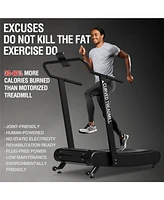Er Kang Premium Portable Curved Manual Treadmill, Motorless Treadmill for Marathon, Air Running with Digital Monitor, Handlebar and Non-Slip Belt, Tre
