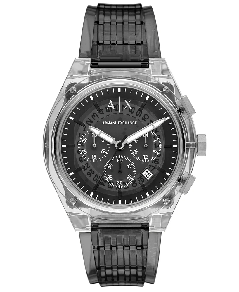 A|X Armani Exchange Men's Quartz Chronograph Gray Polyurethane Watch, 44mm