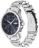 A|X Armani Exchange Men's Quartz Three-Hand Day-Date Silver Stainless-Steel Watch, 44mm