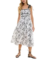 Seni & Cade Juniors' Floral-Print Eyelet Midi Dress