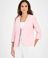 Kasper Women's Cuffed 3/4-Sleeve Open-Front Jacket