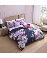 Bebejan Purple Bliss Bedding 200 Thread Count 100% Cotton Sateen 5 Piece Queen Size Reversible Comforter Set